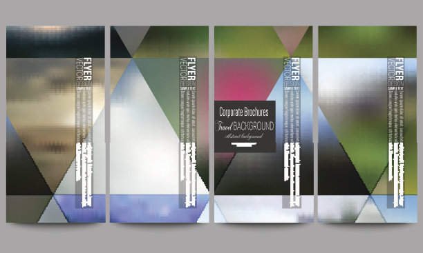 一套现代的传单。抽象的五彩背景，模糊的自然景观图片下载