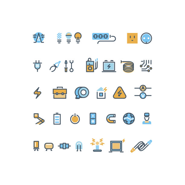 电能线矢量图标图片下载