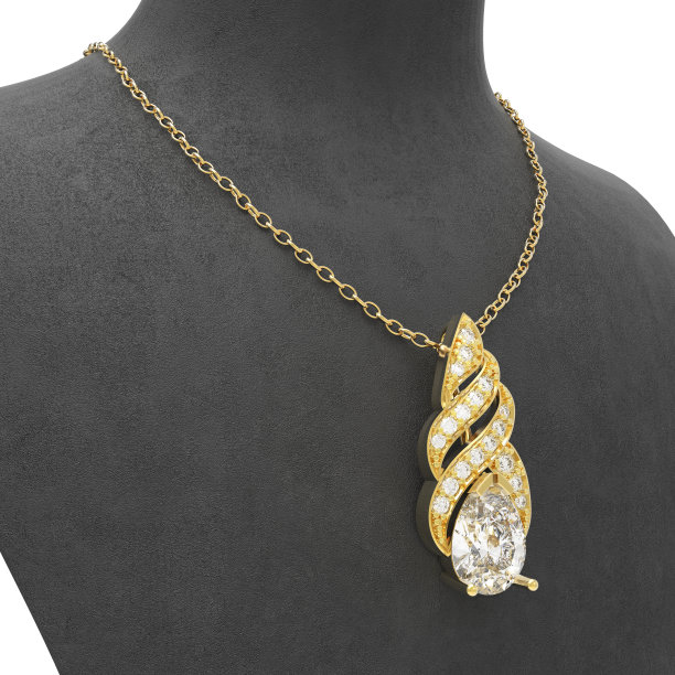 3D插图黄金项链与钻石在一个黑色人体模型图片下载