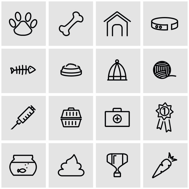 向量线宠物图标设置图片下载