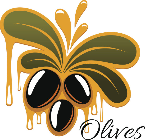 橄榄果与油滴孤立卡通图标图片下载