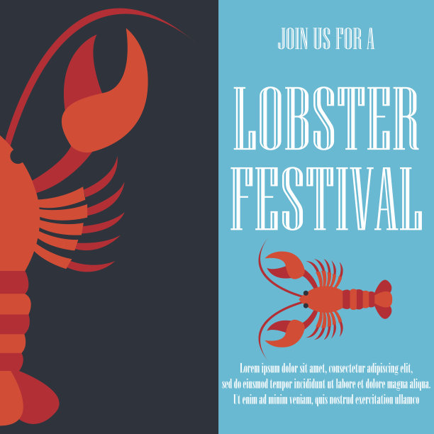 龙虾节龙虾海报。矢量图图片下载