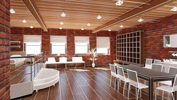 一个小阁楼的3D室内渲染图片下载