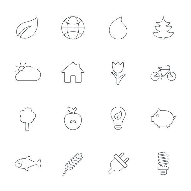 自然和生态图标。树木,玫瑰花图片下载