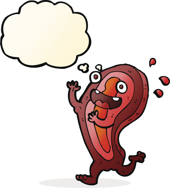 肉卡通人物与思想泡泡图片下载