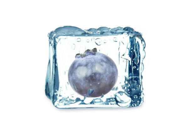 蓝莓放在冰块里图片下载