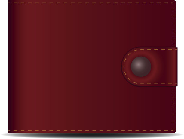 棕色皮革男子钱包与金属按钮。图片下载