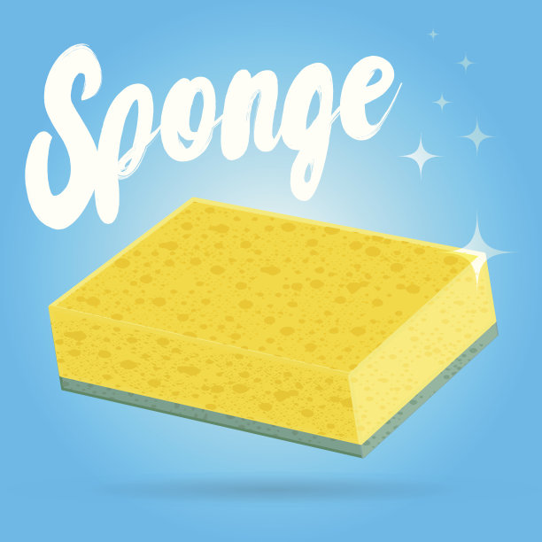矢量厨房海绵，擦洗家居清洁工具图片下载