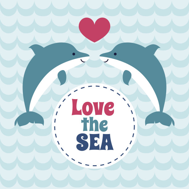 爱海夏卡配一对海豚。素材图片