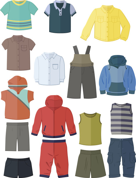 扁平设计的小男孩服装素材图片