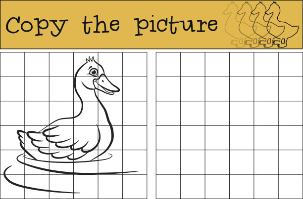 复制图片。可爱的小鸭子游泳。图片下载