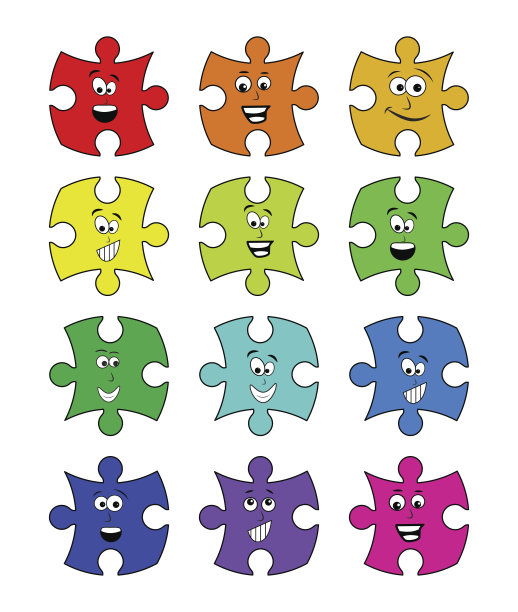 拼图设置与笑脸矢量符号图标设计。图片下载