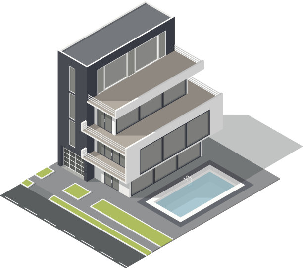 现代住宅建筑等距图标设置图片下载