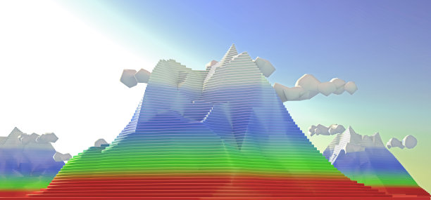 低多边形程式化的彩色山的3d插图图片下载