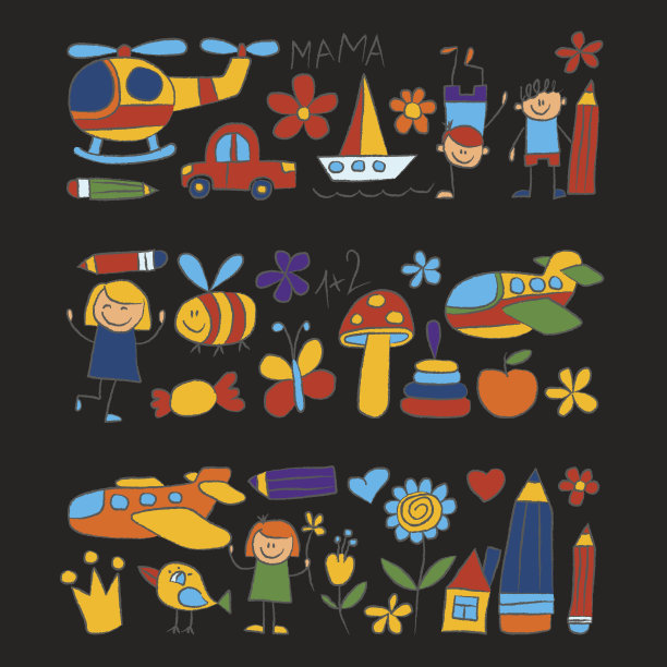 幼儿园涂鸦图片彩色粉笔图片下载