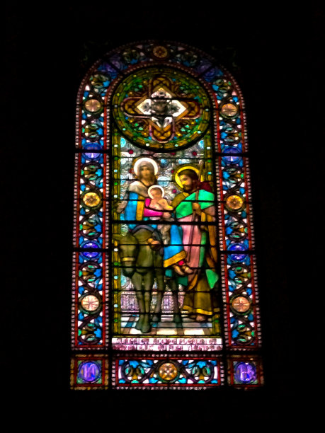 彩色玻璃窗-玛丽，约瑟夫，耶稣图片下载