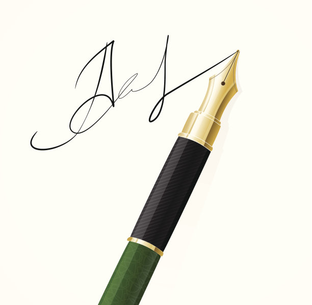 一个钢笔和签名的特写素材图片