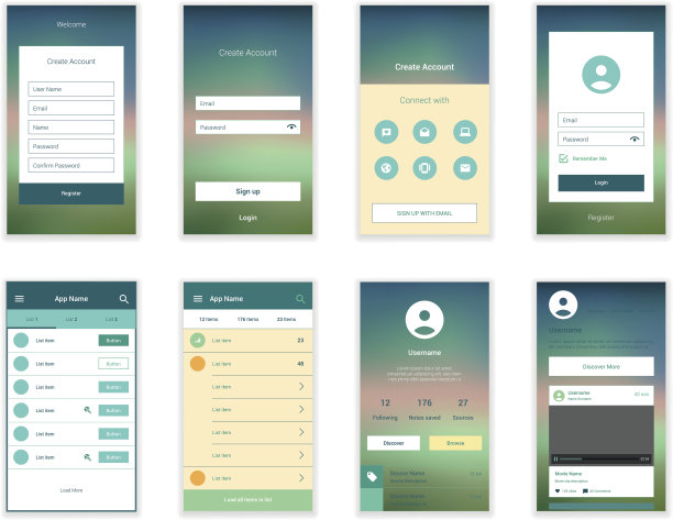 手机屏幕用户界面工具包。现代用户界面UX, UI图片下载