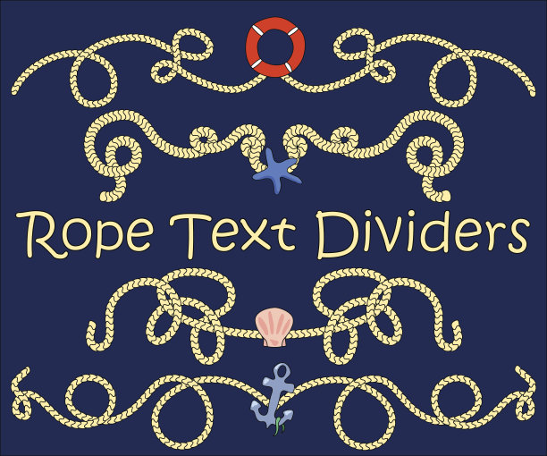带有航海元素的绳子文本分隔符。手绘矢量插图。图片下载