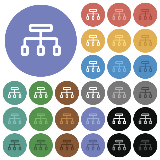 连接圆形平面多色图标图片下载