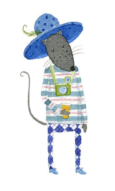 潮鼠水彩插图图片下载