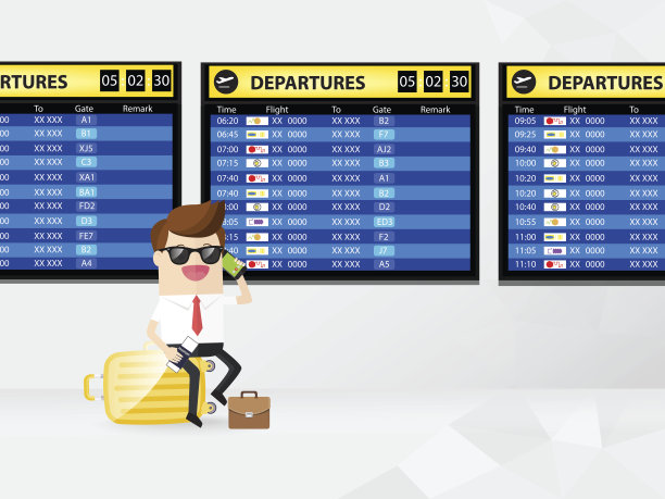 商务乘客坐在行李箱上，正在用手机打电话图片下载