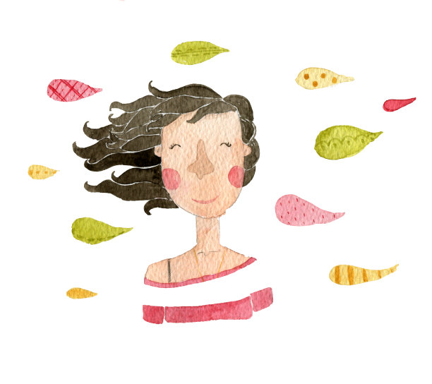 快乐女孩水彩画图片下载