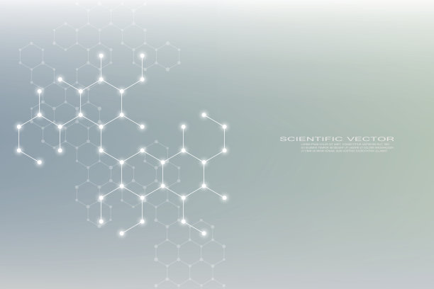 神经元系统、遗传和化学化合物的六方结构分子dna。矢量图素材图片