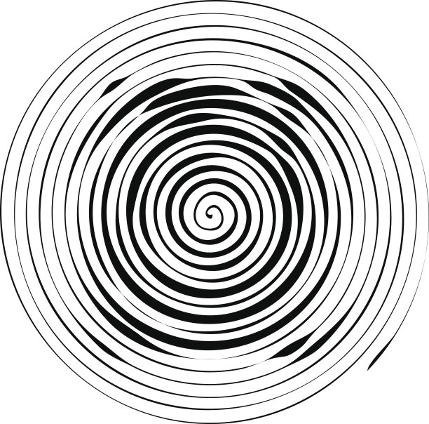 矢量螺旋纹理背景，同心圆旋转图案黑白插画图片下载