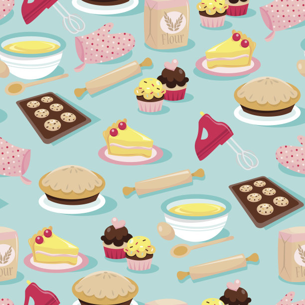烘焙图标无缝模式背景图片下载