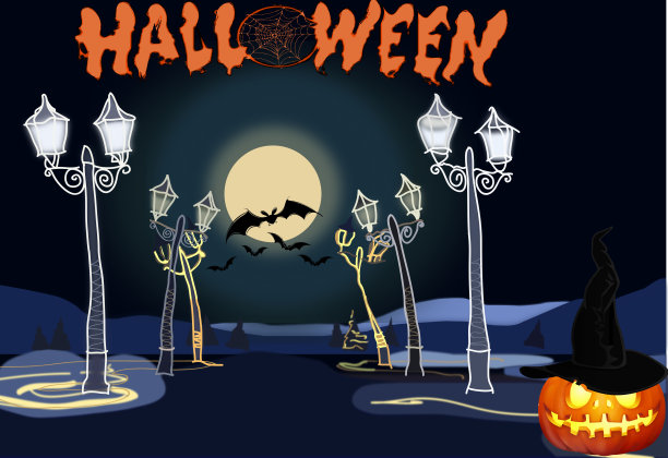 万圣节快乐背景场景图片下载