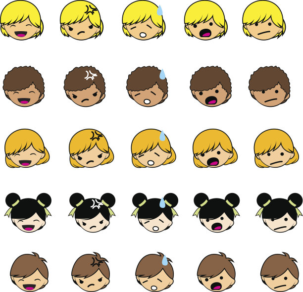 卡通儿童的面部表情图片下载