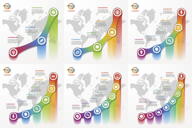 图表和图表的线形图信息图模板集。图片下载