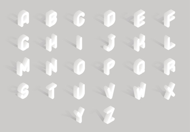 等距软线抽象复古字母字母符号ABC字体3d排版符号矢量插图素材图片