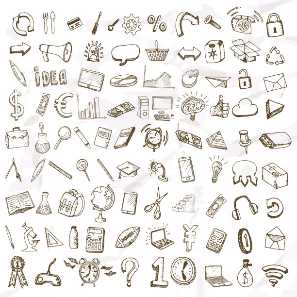 一组涂鸦图标。图片下载