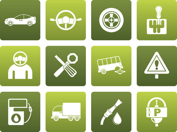 平坦的汽车服务和交通图标图片下载