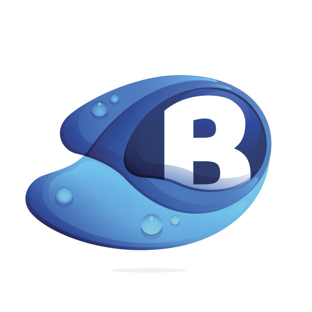 字母B与蓝色水滴图标。图片下载