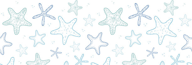 海星蓝线艺术水平无缝图案背景图片下载