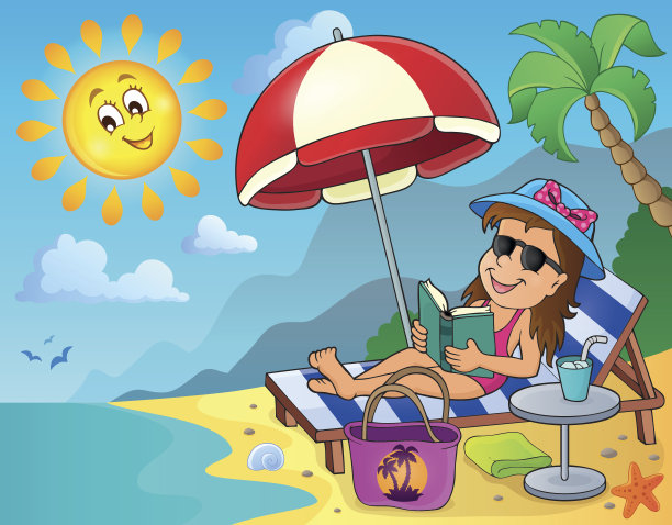 太阳躺椅图片2上的女孩图片下载