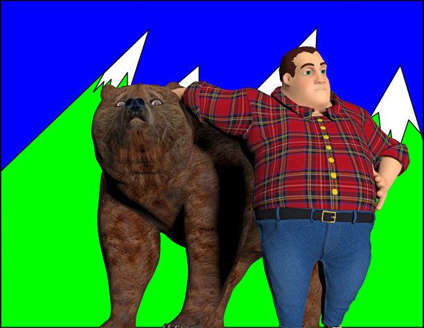 卡通人物和他的宠物熊图片下载