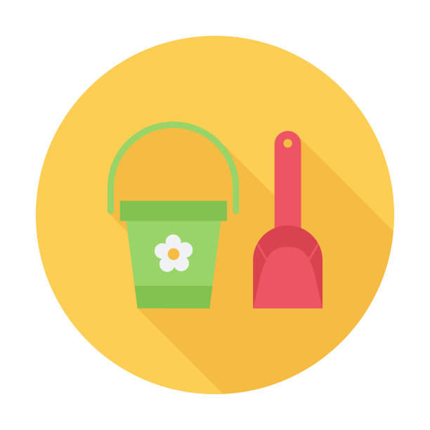 桶和铲矢量平面图标图片下载