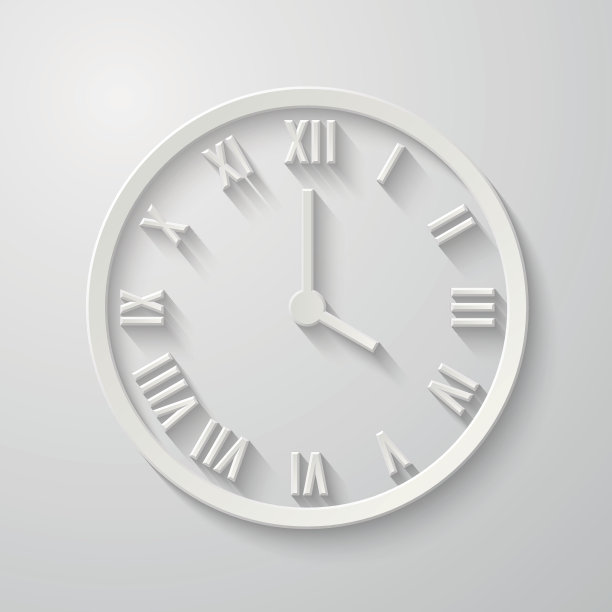 纸平时钟图标与阴影图片下载