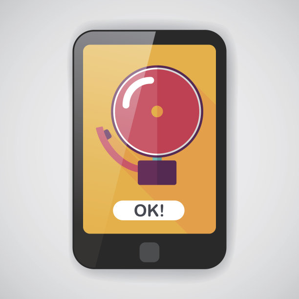 警铃平面图标与长影子，eps10图片下载