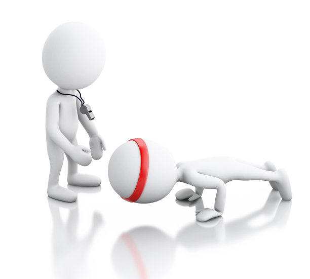 3d白人与教练一起锻炼。图片下载