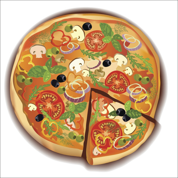 带切片的矢量披萨图片下载