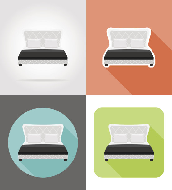 床家具设置平面图标矢量插图图片下载