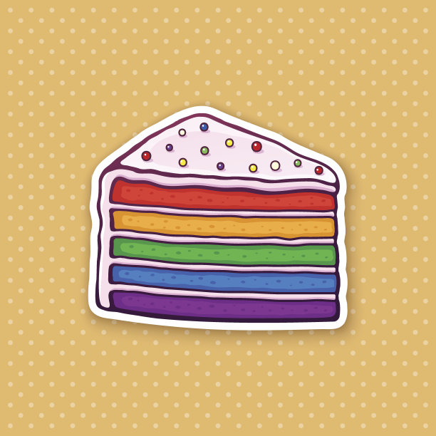 贴一块彩釉奶油和彩色糖霜彩虹蛋糕图片下载