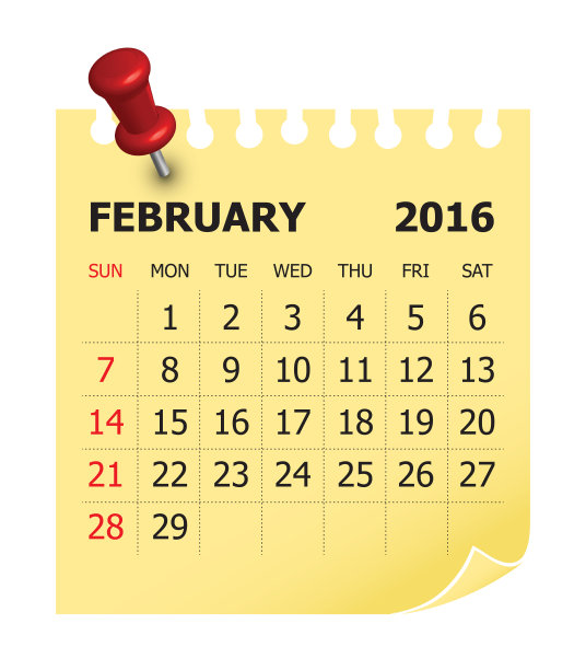 日历——2016年2月图片下载