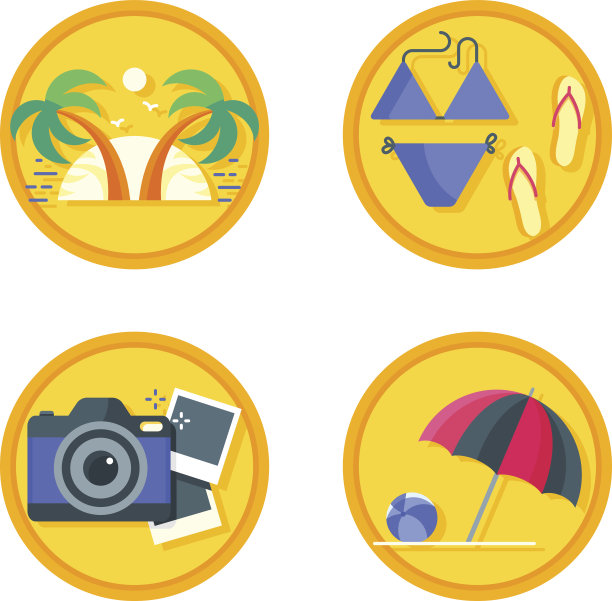 海滩度假矢量图标图片下载