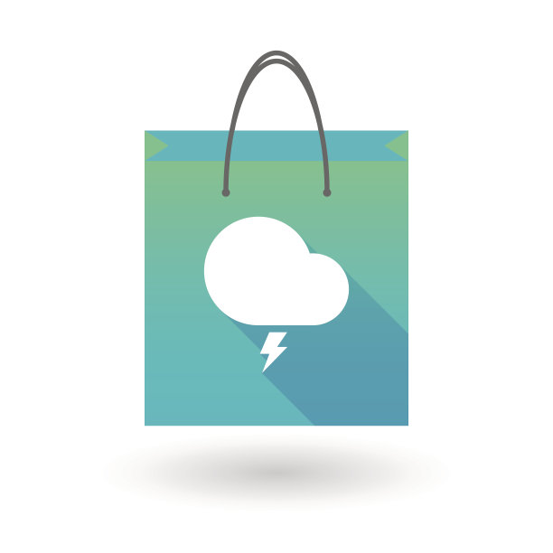 购物袋图标与暴风雨的云图片下载